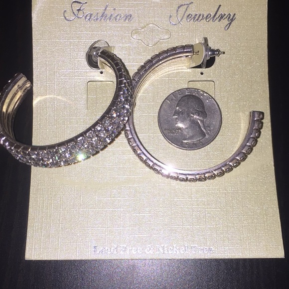 Large Rhinestone Earrings - Picture 2 of 2